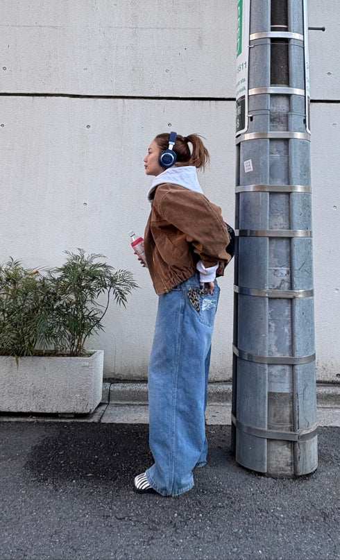 レオパードパッチボーイズデニム